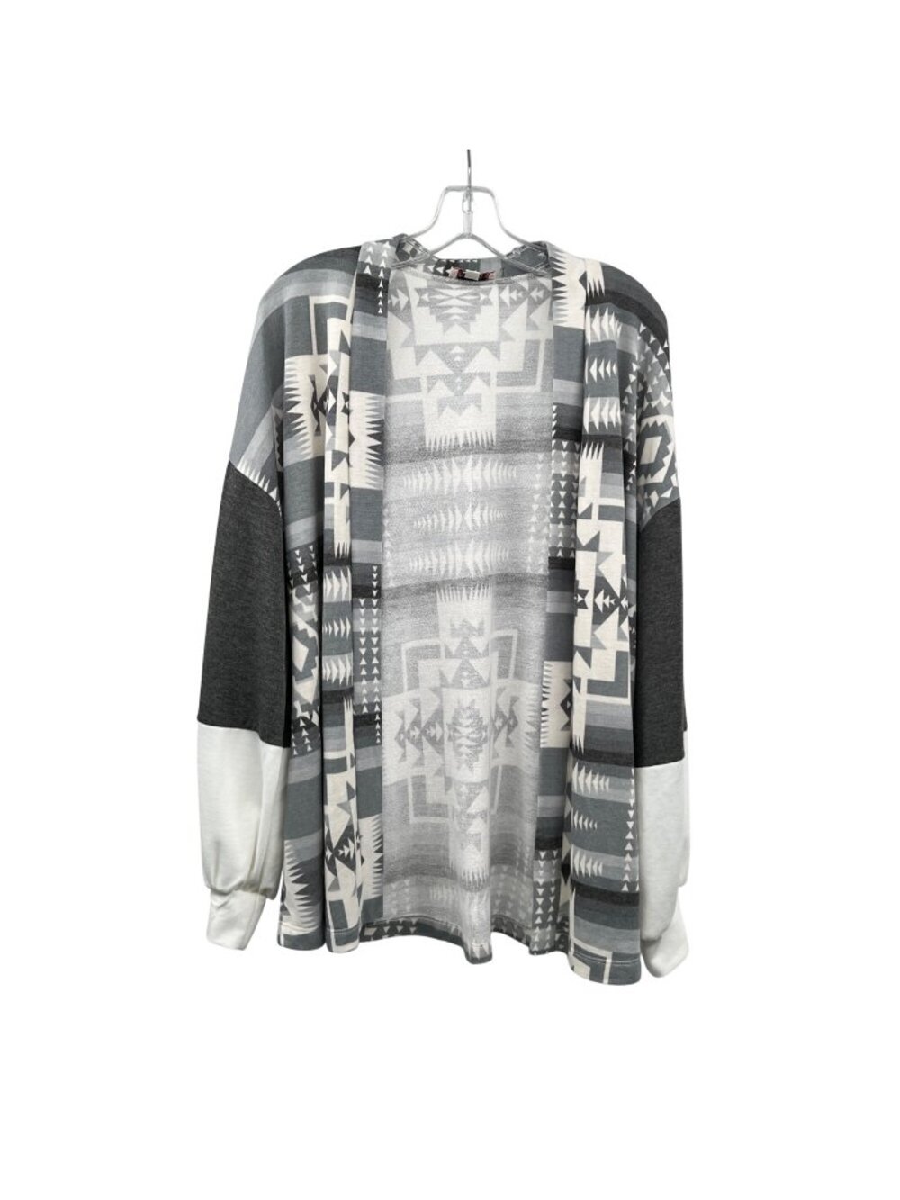 Andree by Unit Womens Open Front Cardigan Gray/White Print Size Large